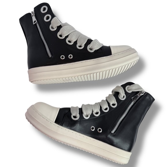 Impremey Unisex Black High Top Sneakers Platform Chunky Lace Up Side Zipper Sz 8 - Picture 14 of 16